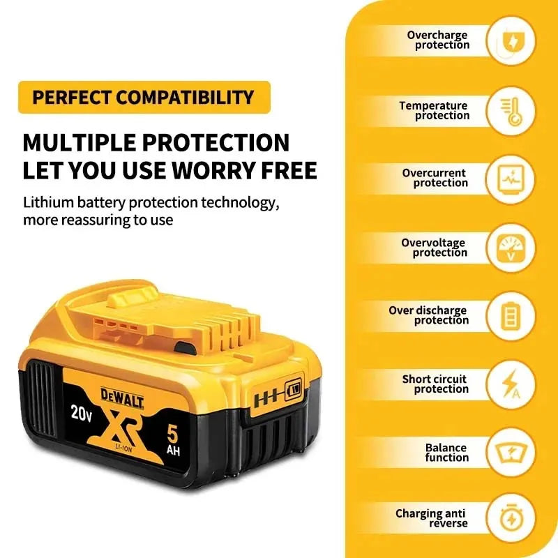 100% Genuine Dewalt 20V 5.0Ah Battery XR Series MAX Power Tools Battery DCB205 DCB1104 Charger Battery Combo Bundle Available