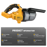 DEWALT dcv501 20V Cordless Vacuum Cleaner 18V powerful, LED Lighting, 0.7L Large Dust Cup,for Home and Car Interior Cleaning