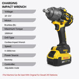 1000N·M High-torque Brushless Electric Wrench 1/2 Inch Impact Wrench Large Machine Service Tool For Dewalt 20V Battery Pin