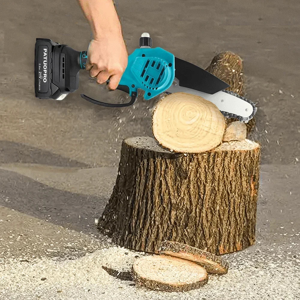 PATUOPRO 6 Inch Brushless Mini Electric Chain Saw Cordless Woodworking Garden Logging Cutter For Makita 18V Battery