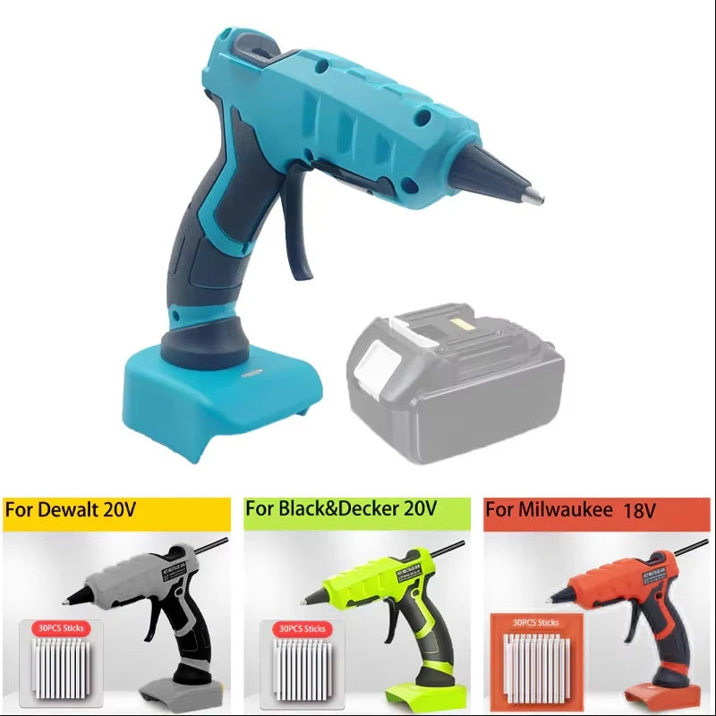 Cordless Hot Melt Glue Gun For Makita/DEWALT/BlackDecker/Milwaukee/Bosch With 30 Sticks 18V Lithium Battery Electric Repair Tool