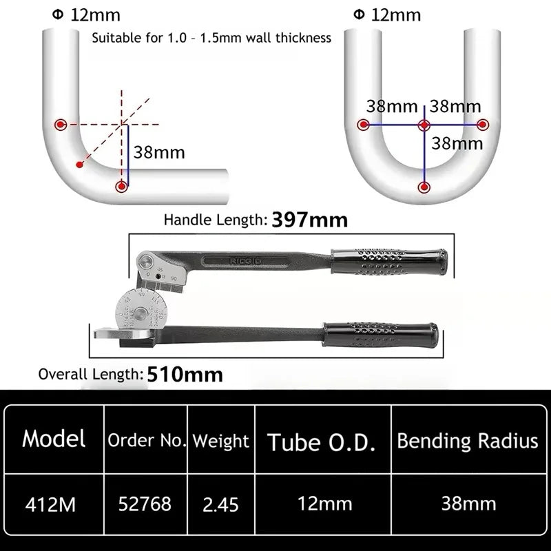 US RIDGID 315M 318M 408 412M 414M 416M 612M Manual Stainless Steel Copper-Iron Pipe Bender 0-10mm