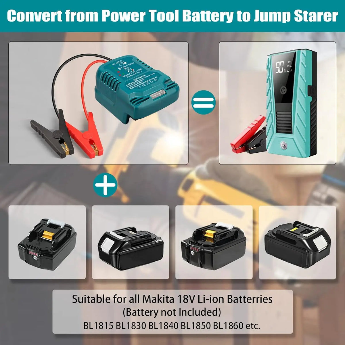 Car Jump Starters Adapter for Makita 18V Battery 11 Gauge Car Battery Jump Starter Automotive Booster Cables Car Using Tool