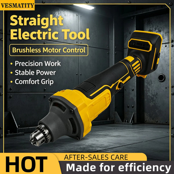 Vesmatity 18V 20V Battery Straight Die Grinder Brushless 4 Gears Chuck Polishing Engraving Grinding Power Tool Max