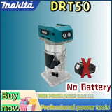 Makita DRT50 18V LXT Cordless Brushless Wood Trimmer With Standard Collet For Workshop Cabinet Hinge Recess Routing Work