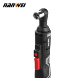 16v Portable Cordless Electric Ratchet Wrench 3/8" Rechargeable Lithium 90 Degrees Right Angle Electric Torque Wrench Set