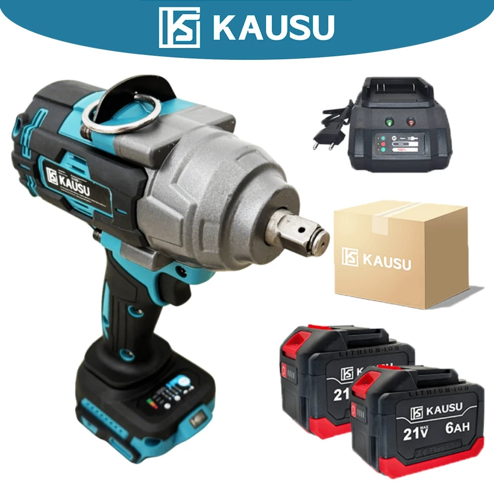 KAUSU 1/2 Inch Electric Impact Wrench Brushless Max 2500N.m Cordless Rechargable Wrench Power Tool For Makita 18V Battery