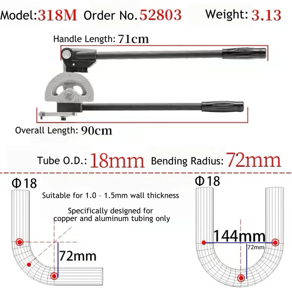 US RIDGID 315M 318M 408 412M 414M 416M 612M Manual Stainless Steel Copper-Iron Pipe Bender 0-10mm