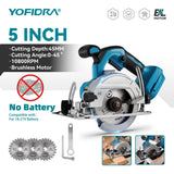 YOFIDRA 125MM 5Inch Brushless Electric Circular Saws Handheld Woodworking Electric Cutting Power Tool For Makita 18V Battery Pin