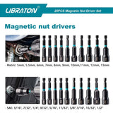 LIBRATON 20PCS Magnetic Nut Driver Set, Impact Drill Driver Bit Set 1/4" Metric and SAE Nut Driver with Storage Bag Nut Drivers