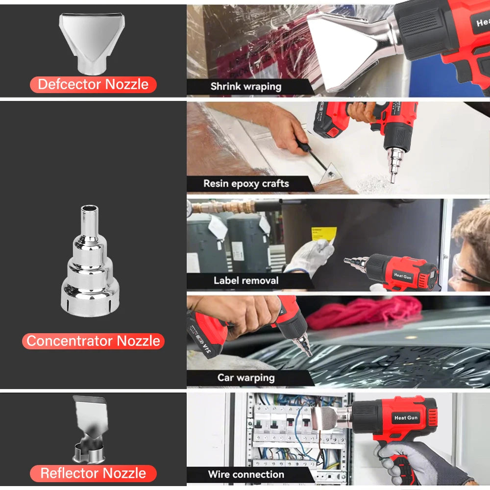 HILDA Heat Gun Cordless Hot Air Gun Handheld Electric DIY Heat Gun Temperatures Adjustable For Makita 18V Battery (No Battery)