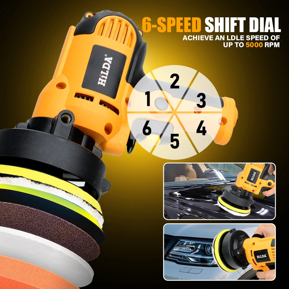 HILDA Electric Car Polisher Machine Auto Polishing Machine Adjustable Speed Sanding Waxing Tools Car Accessories Powewr Tools