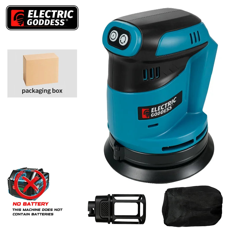 Electric Goddess Cordless 125mm Sander Disc 11000rpm Woodworking Sanding Putty Polishing Power Tool ﻿For Makita 18V Battery Pin