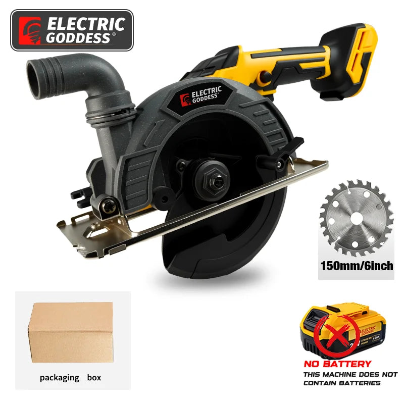 Electric Goddess 6Inch 150mm Brushless Circular Saw Adjustment Woodworking Electric Cutting Tool For Dewalt 20V Battery Pins