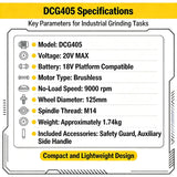 DEWALT DCG405N 20V Brushless Cordless Angle Grinder, Rechargeable Portable Cutting Machine & Polisher Power Tool