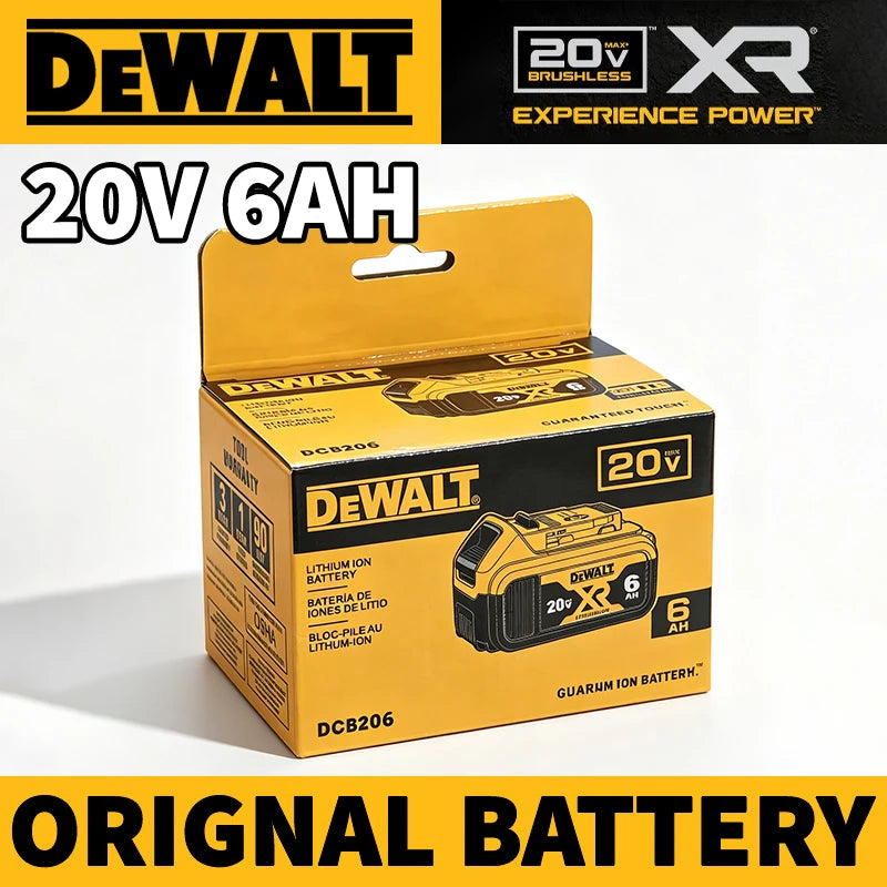 100% Original DEWALT XR 20V Battery 6Ah Rechargeable Li-Ion DCB206 Replacement Power Tool Battery Charger Combo DCB184 DCB200