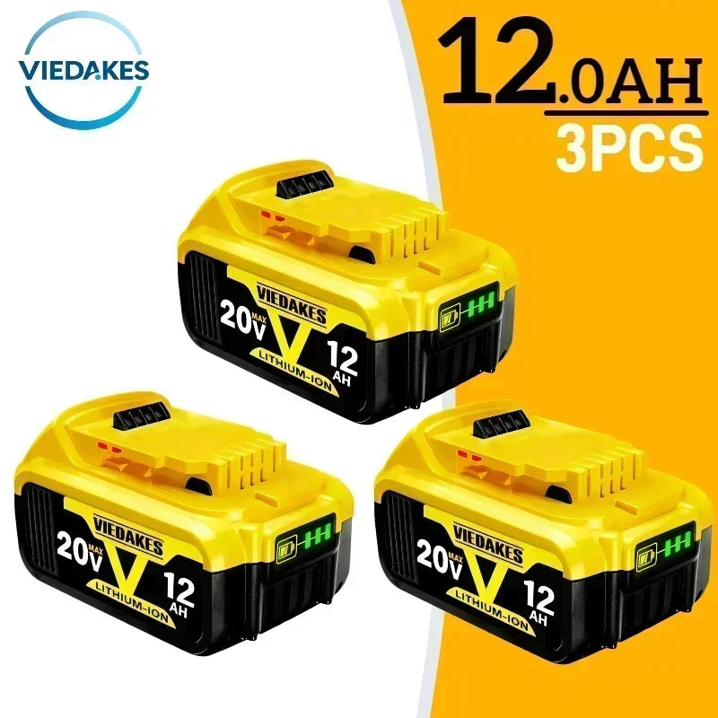 High Capacity 12.0Ah 20V Rechargeable Lithium Ion Battery for Dewalt 20V Battery Work DCB200 DCB201 DCB203 DCB205 DCB206 Tools