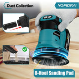 YOFIDRA 125MM Electric Orbital Sander Cordless Grinding Sanding Polishing Machine Woodworking Power Tool For 21V 18V Battery