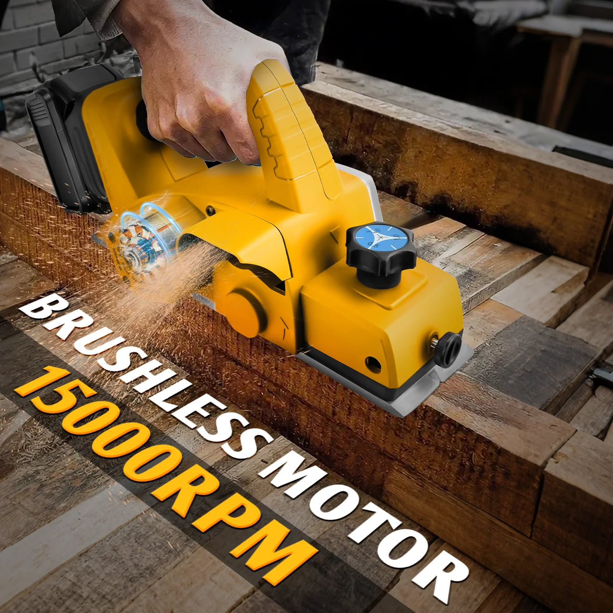 Brushless Electric Planer 82mm Cordless Woodworking Handheld Planer DIY Wood Smoothing Grooving for Dewalt 20V Battery Pin