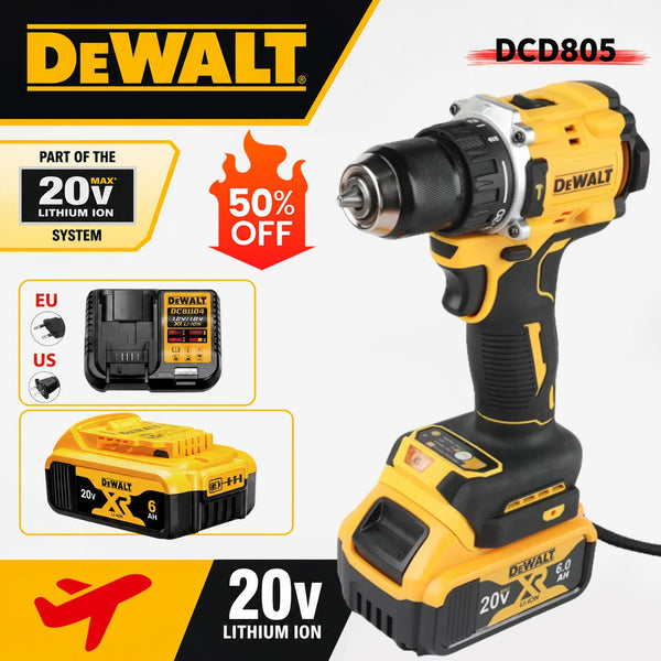 .DEWALT DCD805 Hand Screwdriver 20V Max Brushless Optional All In One Kit With 6Ah Lithium Battery And Charger For Tradesmen.