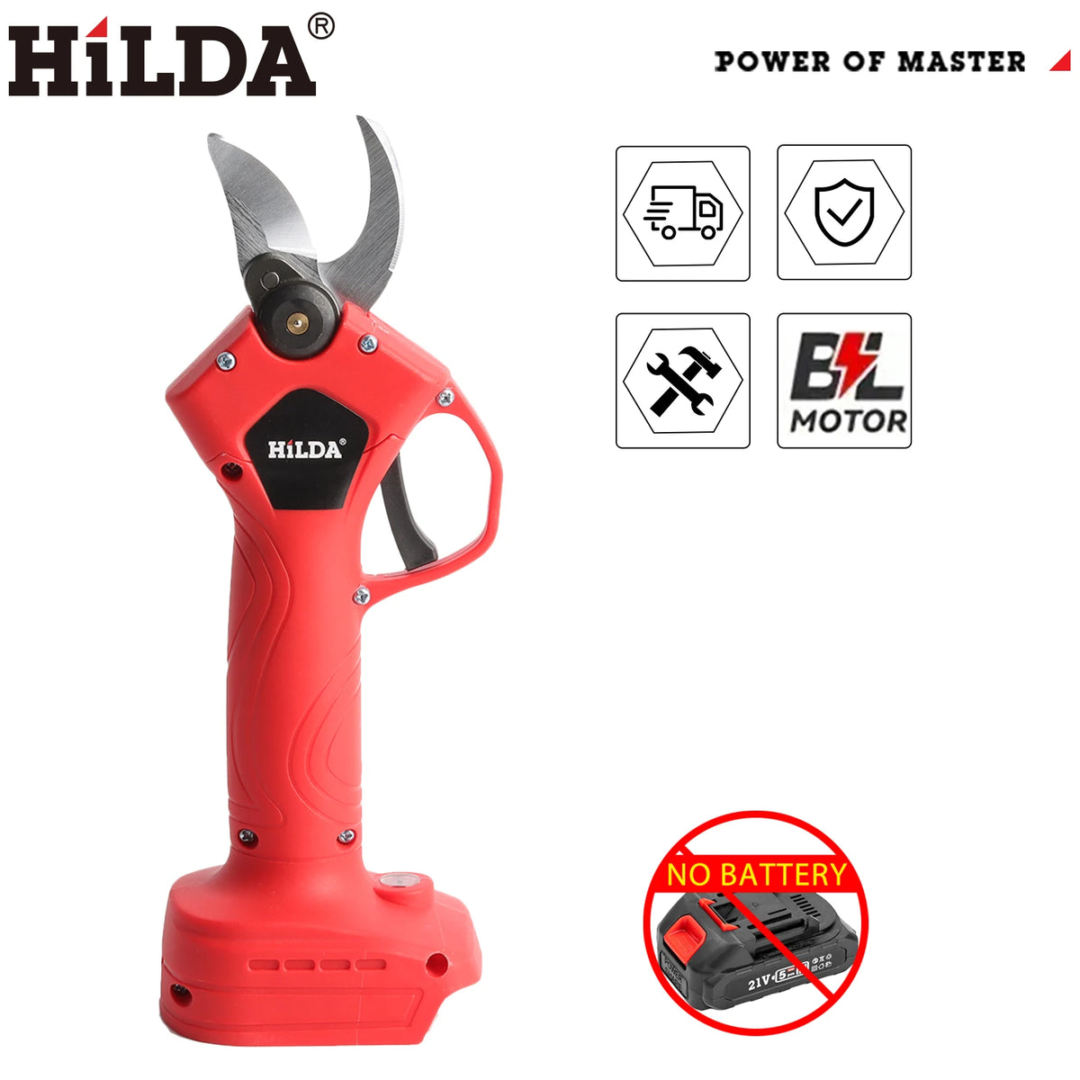 HILDA Brushless Electric Pruning Shears Garden Tool Cordless Electric Garden Scissors Fruit Tree For 18V Battery Branche Cutter