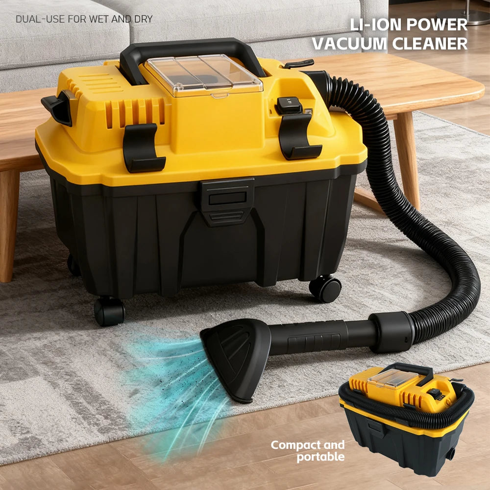 Portable Brushless Lithium-Ion Cordless Vacuum Cleaner High-Suction Wet/Dry Vacuum for DeWalt Battery Powered Cleaning