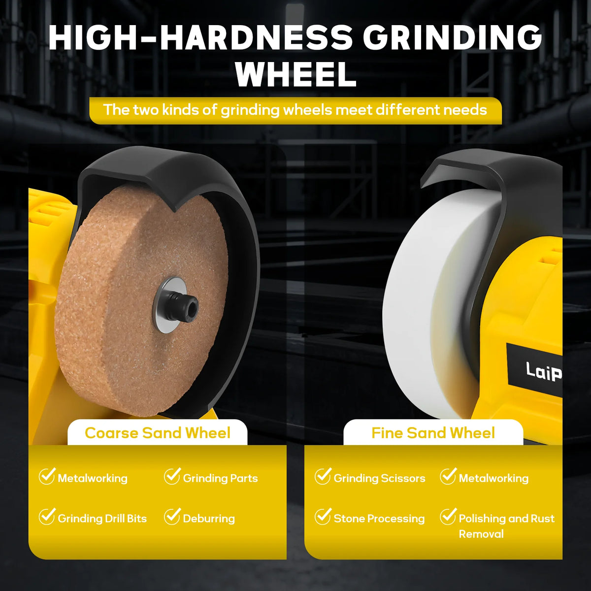 Cordless Bench Grinder 5500RPM Dual Wheel Grinder Metal Stone Knife Polishing Grinding Sharpening Tool For Dewalt 20V Battery