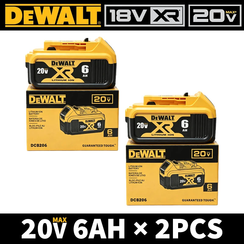 100% Original DEWALT XR 20V Battery 6Ah Rechargeable Li-Ion DCB206 Replacement Power Tool Battery Charger Combo DCB184 DCB200
