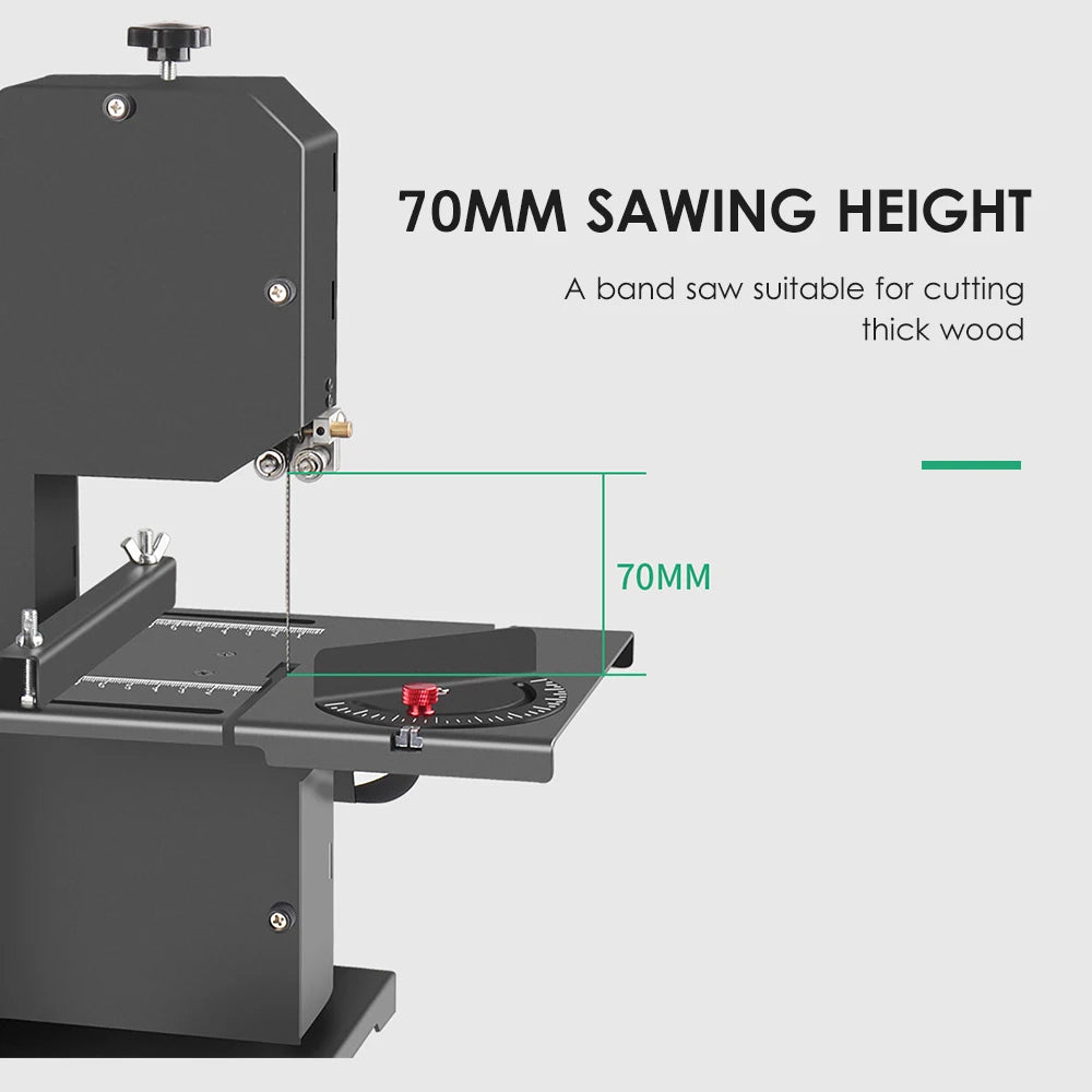 Band Saw Machine Mini Multifunctional Electric Table Saw Benchtop Angle Cutting Machine Woodworking Tools 1750RPM