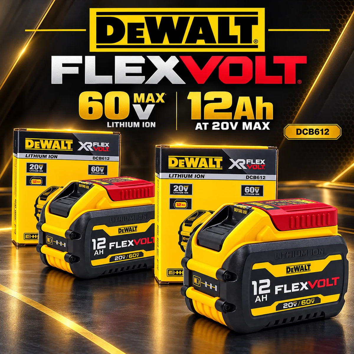 Genuine DEWALT FlexVolt Battery 20V/ 60V 12Ah Large Capacity Battery ,Compatible 18V/ 54V Battery For DCB612 DCB609 DCB606