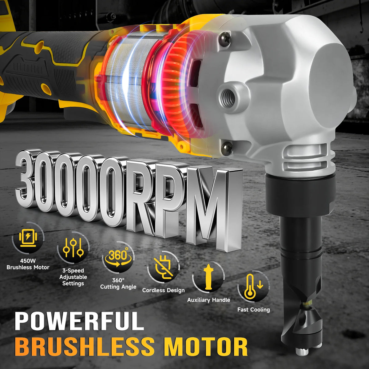 Cordless Metal Nibbler 30000RPM Brushless Electric Nibbler Metal Cutter Stainless Steel Cutting Tool for Dewalt 20V Battery Pin