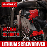 M-WALK Brushless Screwdriver For Milwaukee 18V Battery Pin 300N.M Adjustable Speed Forward Reverse Rotation Electric Screwdriver