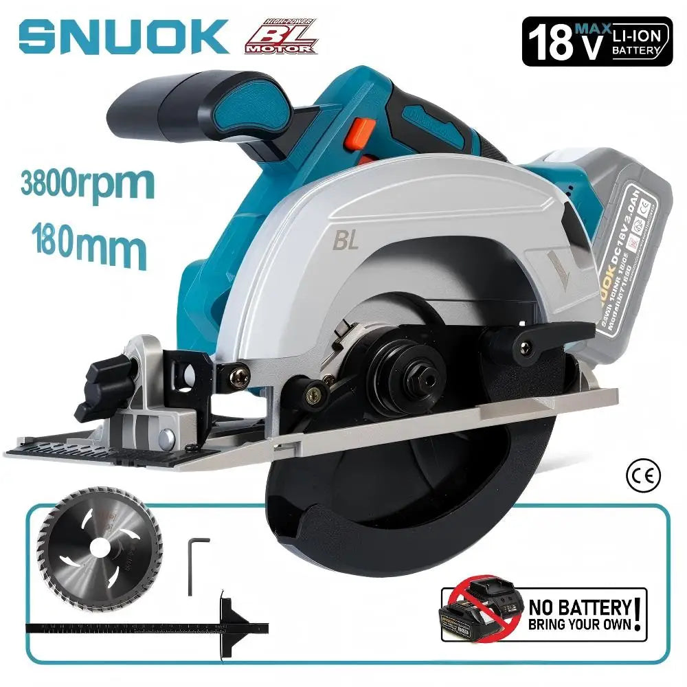 SNUOK 6in/7in/7.5in Brushless Electric Circular Saw No Battery Cordless Woodwork Electric Cutter Suitable for Makita 18V Battery