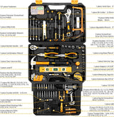 DEKO Home Mechanic Toolbox with 12V Power Cordless Drill Hand Repair Tools Sets Combo Kits Storage Organizer Drawer Case