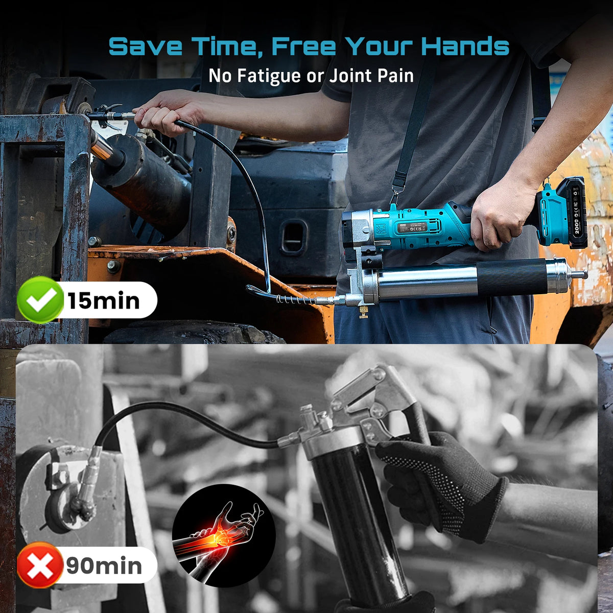SEESII GR01 Ultra Electric Grease Gun 12000PSI 5.3oz/min Injector Fat Machine Grease Guns Oil Tool Hardware For Makita 18V Battery Pin