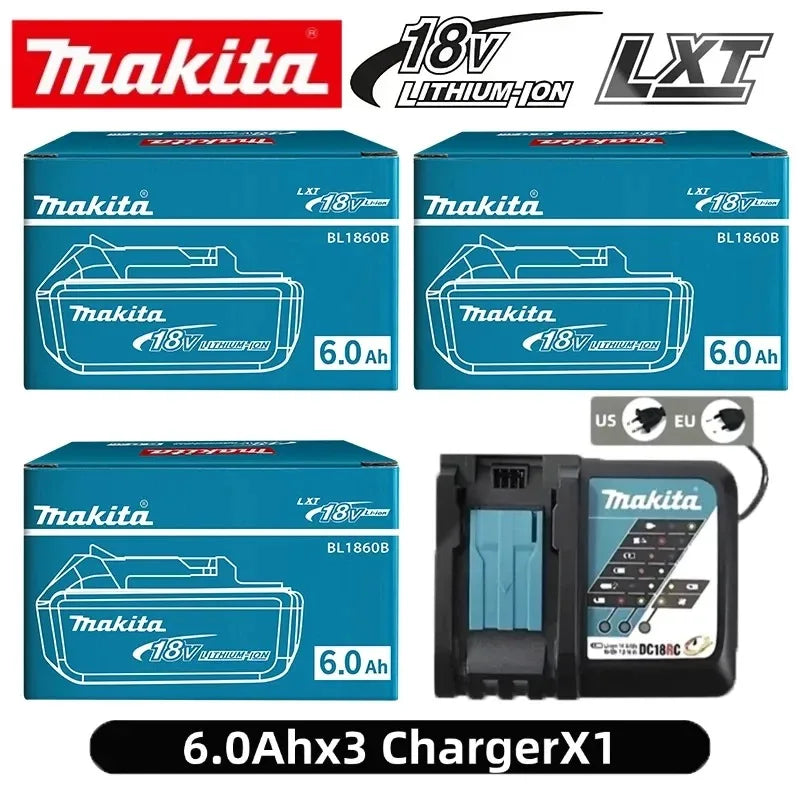 Makita 18V High‑Capacity 6.0Ah Lithium‑ion Battery Fit BL1860B BL1850B BL1840 BL1830 BL1815 Cordless Power Drill Battery Pack