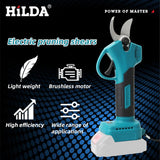 HILDA Brushless Electric Pruning Shears Garden Tool Cordless Electric Garden Scissors Fruit Tree For 18V Battery Branche Cutter