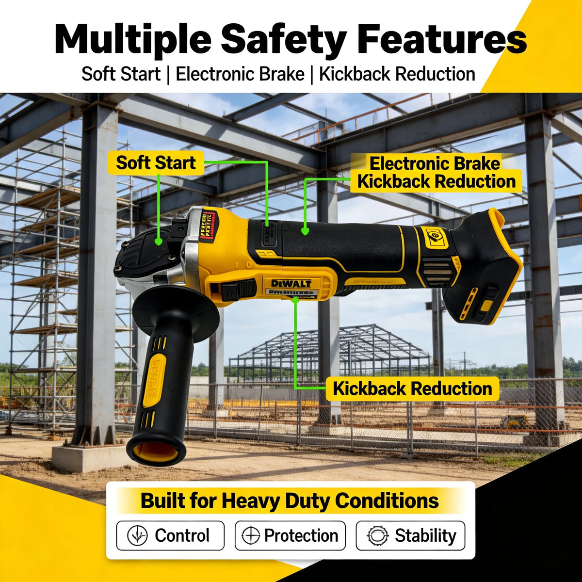 DEWALT DCG405N 20V Brushless Cordless Angle Grinder, Rechargeable Portable Cutting Machine & Polisher Power Tool