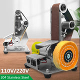 110V/220V Desktop Vertical Mini Electric Abrasive Belt Sandpaper Polishing Machine DIY Angle Grinder Sharpening Machine