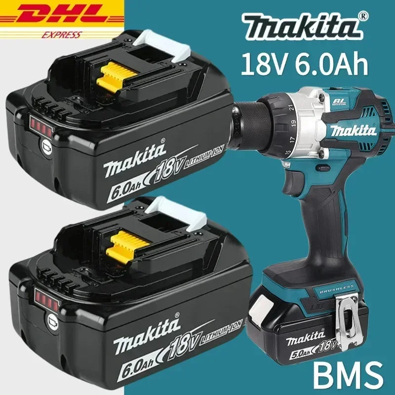 Original Makita battery, 18V 6.0Ah rechargeable battery, power tool BL1830 BL1840、BL1850、BL1860B、 Makita 18V lithium battery