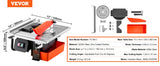 SucceBuy Wet Tile Saw 7-inch 65Mn Steel Blade 3500 RPM Induction Motor Tile Cutter Wet Saw Water Reservoir 0-45 Degrees Angle