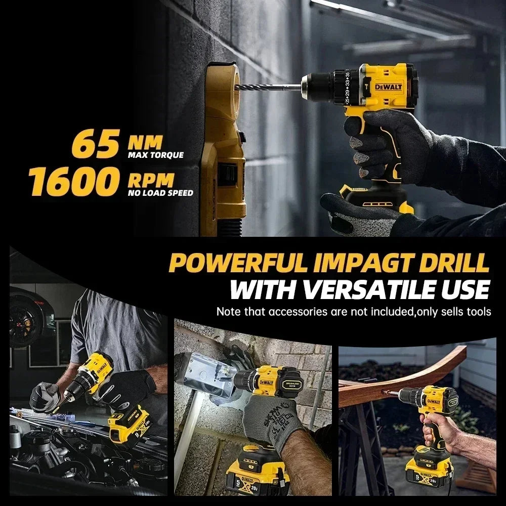 DEWALT DCD805 20V Power Tools, Brushless Impact Drill Cordless Electric Screwdriver, Optional 2Ah 6Ah Lithium