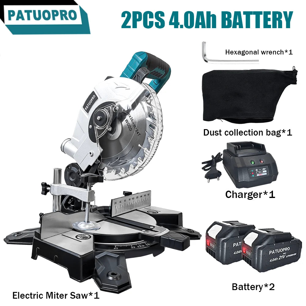PATUOPRO 8 Inch Brushless Miter Saw Single Bevel 45° Compact Electric Saw Wood Aluminum Cutter Power Tool For Makita 18V Battery