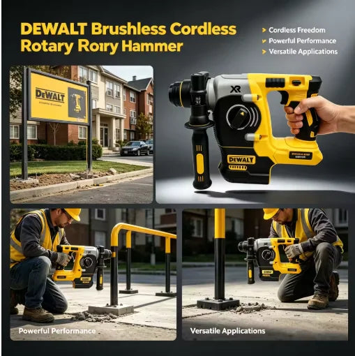 DEWALT 18V/20V MAX Brushless SDS-Plus Rotary Hammer Drill, 1" L-Handle, 3-Speed Woodworking Impact Drill (Tool Only)