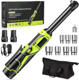 Cordless Electric Wrench 60Nm Cordless Ratchet 3/8 Inch Extended Ratchet Wrench 2 Battery Rechargeable Car Repair Tool Set
