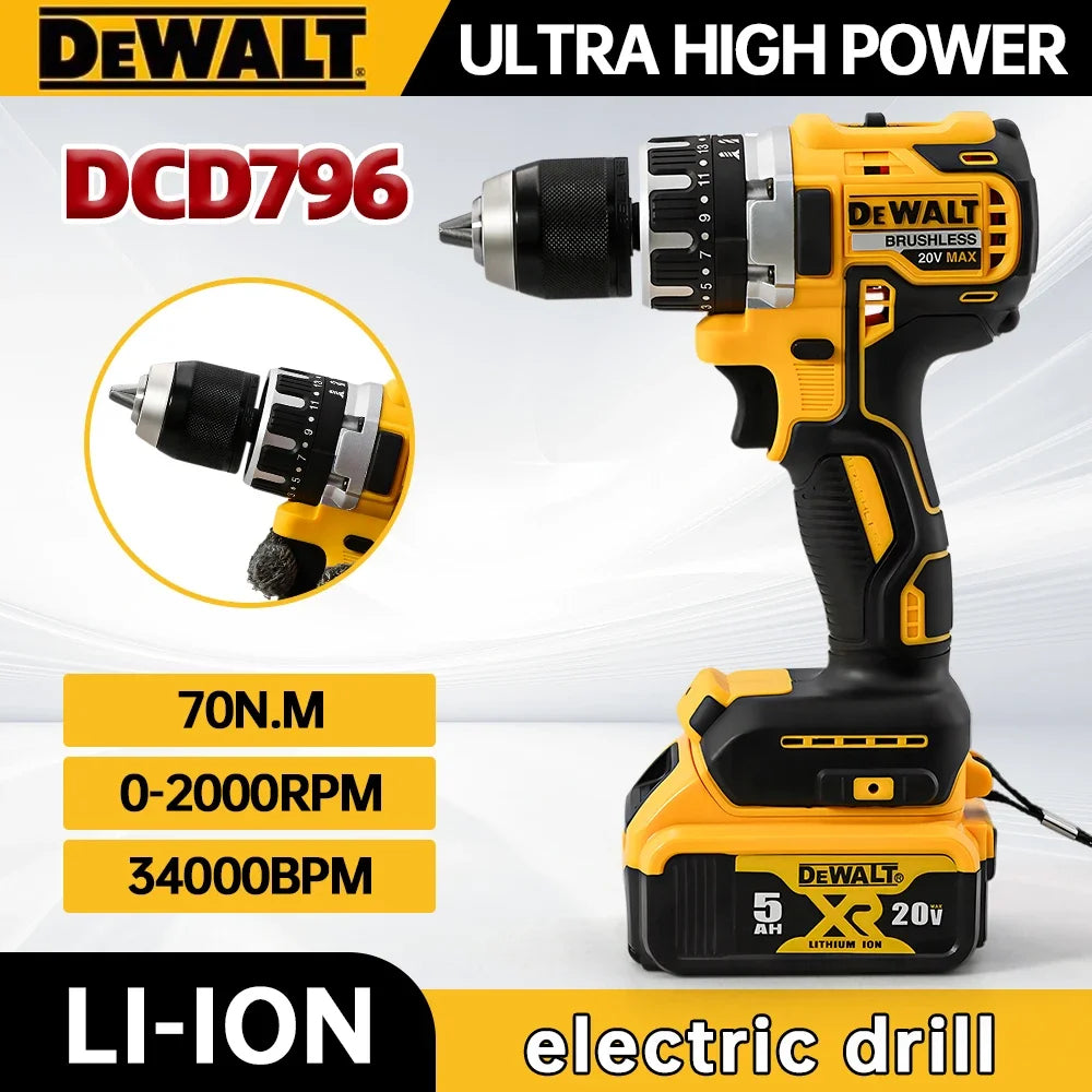 Dewalt DCD796 Radio Drill 20V Battery Lightweight Multi-functional Chuck Impact Electric Drill Tool