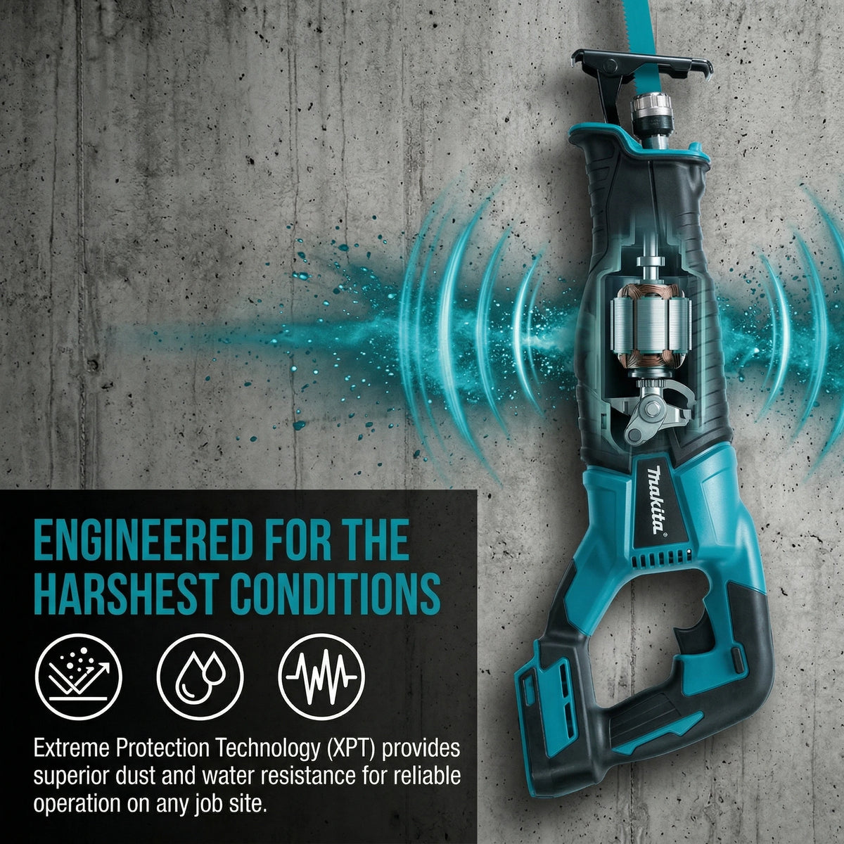 Makita Cordless Reciprocating Saw Power Saw for Wood / Metal Cutting with 4pcs Blades Portable Saw Power Tool (No Battery)