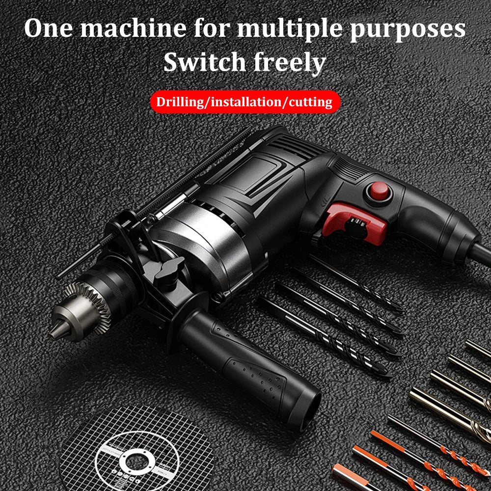 Multifunction Electric Drill Lmpact Drill Hammer Adjustable Speed Forward/Reverse Adjustable With Depth Scale EU Plug Hand Tool