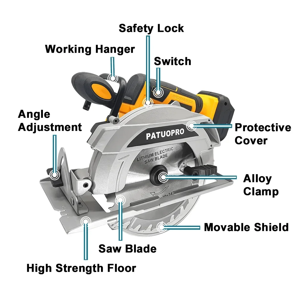 1500W Brushless Circular Saw 6.5 Inch Cordless Electric Saw 165MM Stone Woodworking Cutting Power Tools For Makita 18V Battery