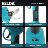 HILDA Brushless Electric Pruning Shears Garden Tool Cordless Electric Garden Scissors Fruit Tree For 18V Battery Branche Cutter